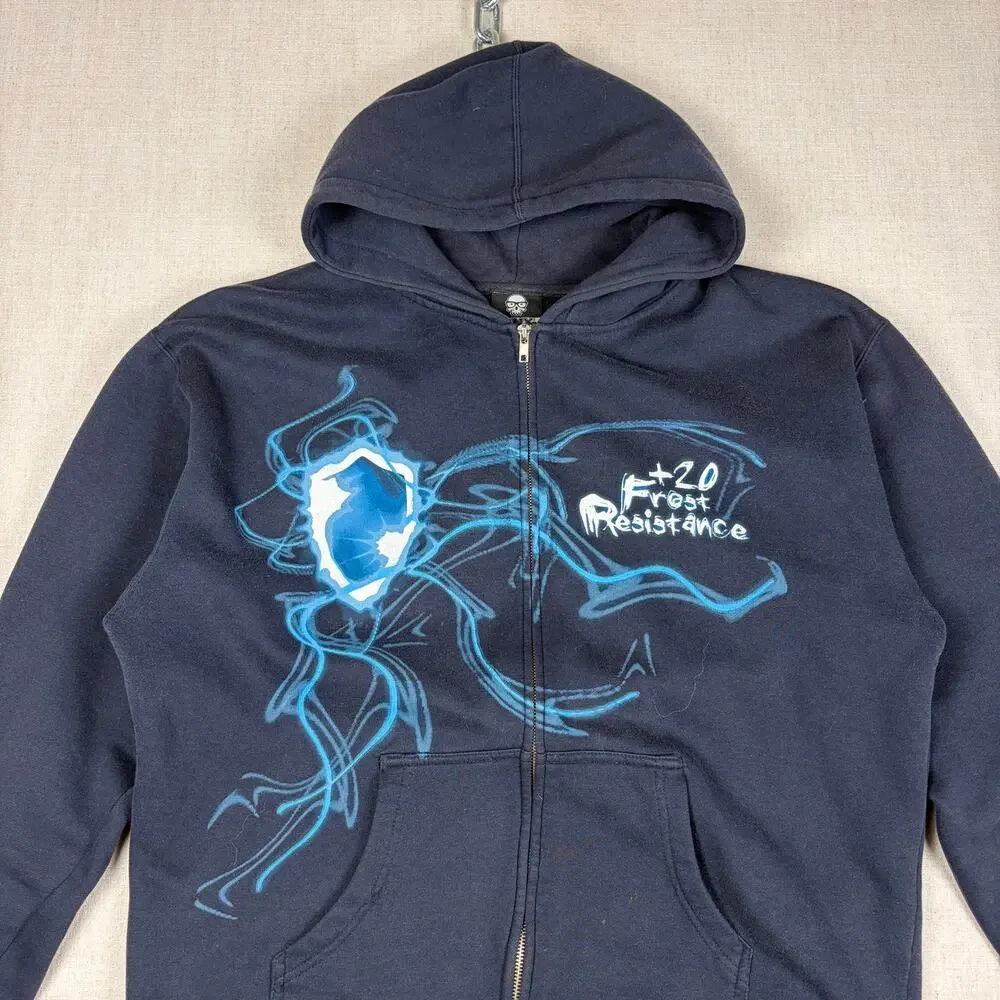 World of Warcraft Y2K Frost Resistance Blizzard Jinx Large Zip Up Hoodie - Picture 2 of 8